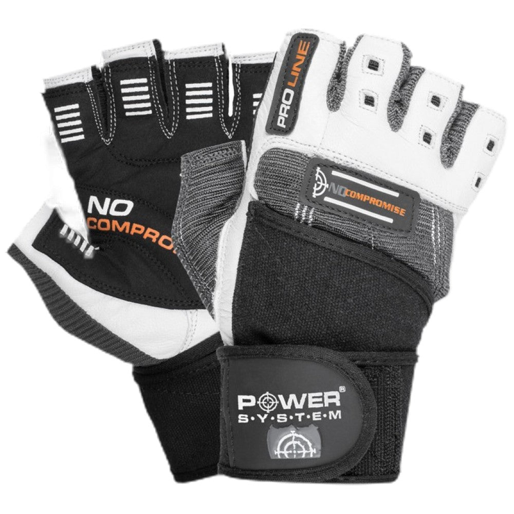 Training Gloves with Wristwraps | No Compromise - White / Grey