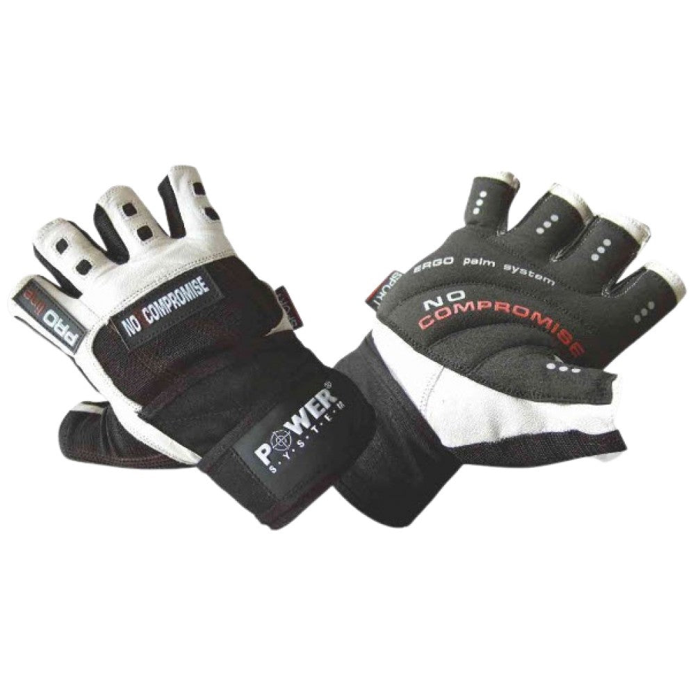Training Gloves with Wristwraps | No Compromise - White / Black