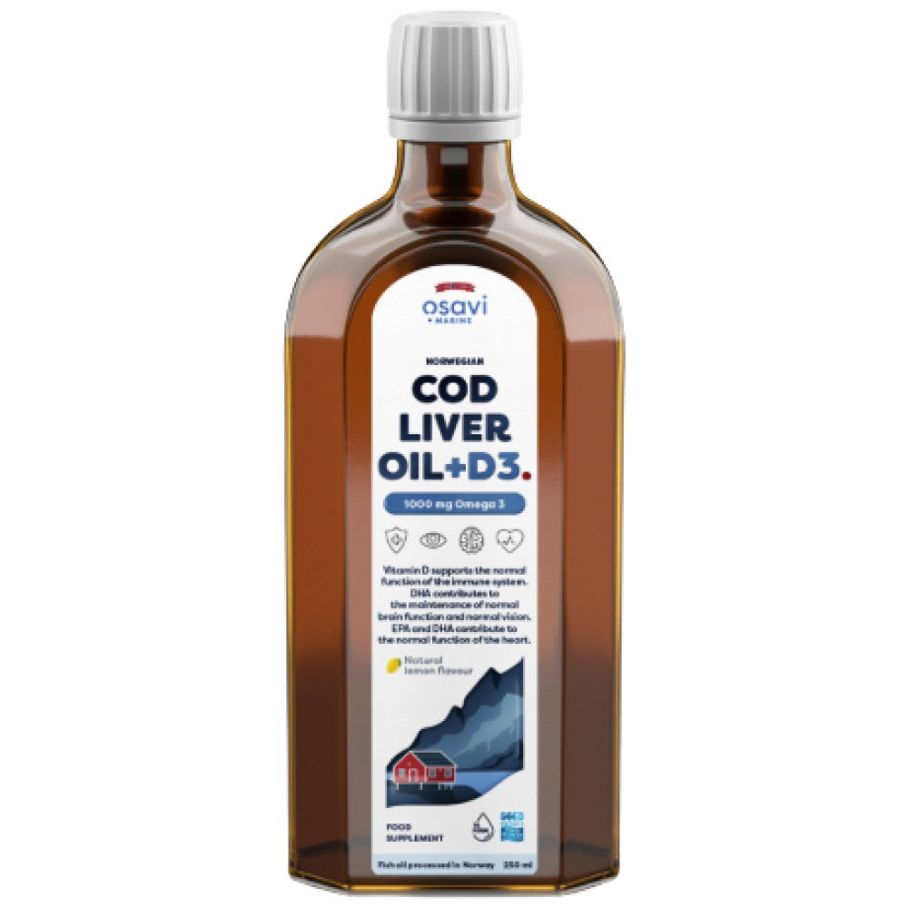 Norwegian Cod Liver Oil + D3 | Lemon Flavored Liquid Omega + D3