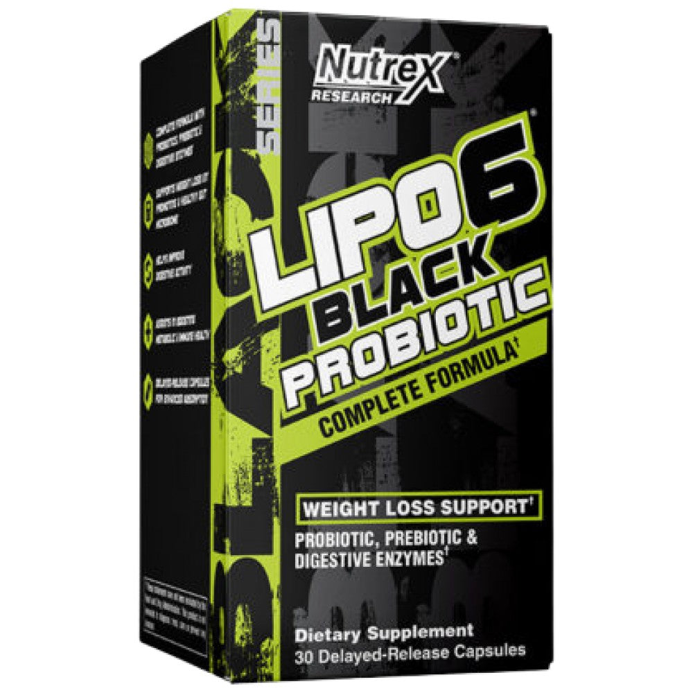 Lipo 6 Black Probiotic | Complete Formula with Prebiotic + Digestive Enzymes