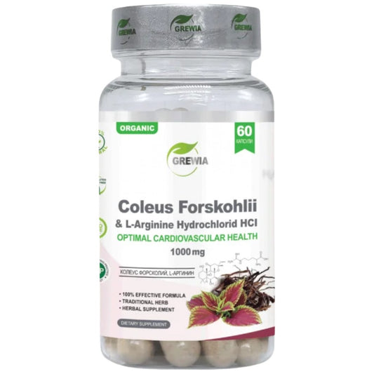 Coleus Forskohlii 25% – Forskolin &amp; L-Arginine 1000 mg